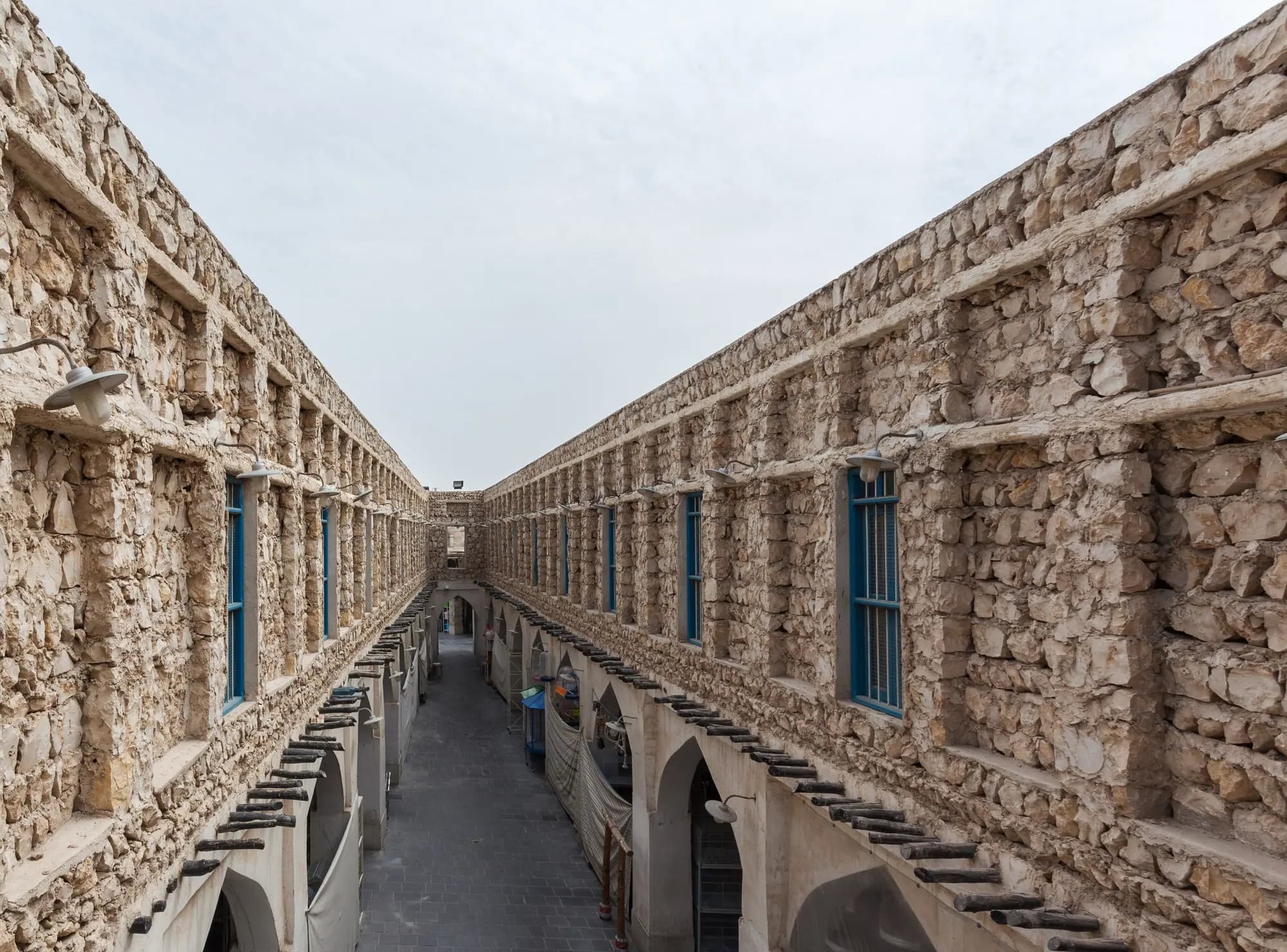 A shaded alley inside Souq Waqif, Doha