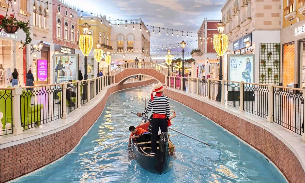 Gondola ride along the canal at Villaggio Mall, Doha